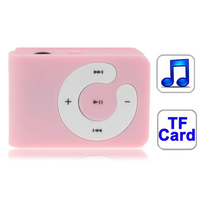 TF (Micro SD) Card Slot MP3 Player with Clip (Pink) - Click Image to Close